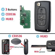 Habicare Flip Remote Car Key HU83 VA2 for Citroen C2–C6 & Peugeot 207–807 Flip Remote Car Key HU83 VA2 for Citroen C2–C6 & Peugeot 207–807