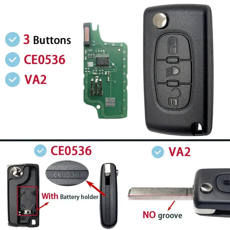 Habicare Flip Remote Car Key HU83 VA2 for Citroen C2–C6 & Peugeot 207–807 Flip Remote Car Key HU83 VA2 for Citroen C2–C6 & Peugeot 207–807
