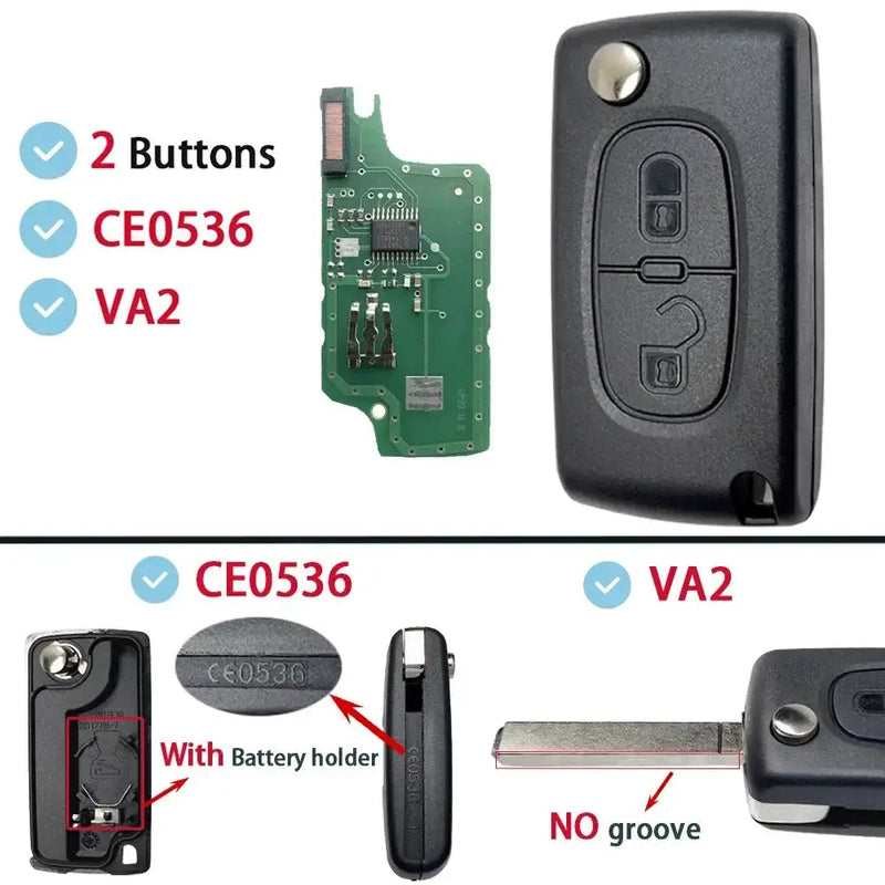 Habicare Flip Remote Car Key HU83 VA2 for Citroen C2–C6 & Peugeot 207–807 Flip Remote Car Key HU83 VA2 for Citroen C2–C6 & Peugeot 207–807