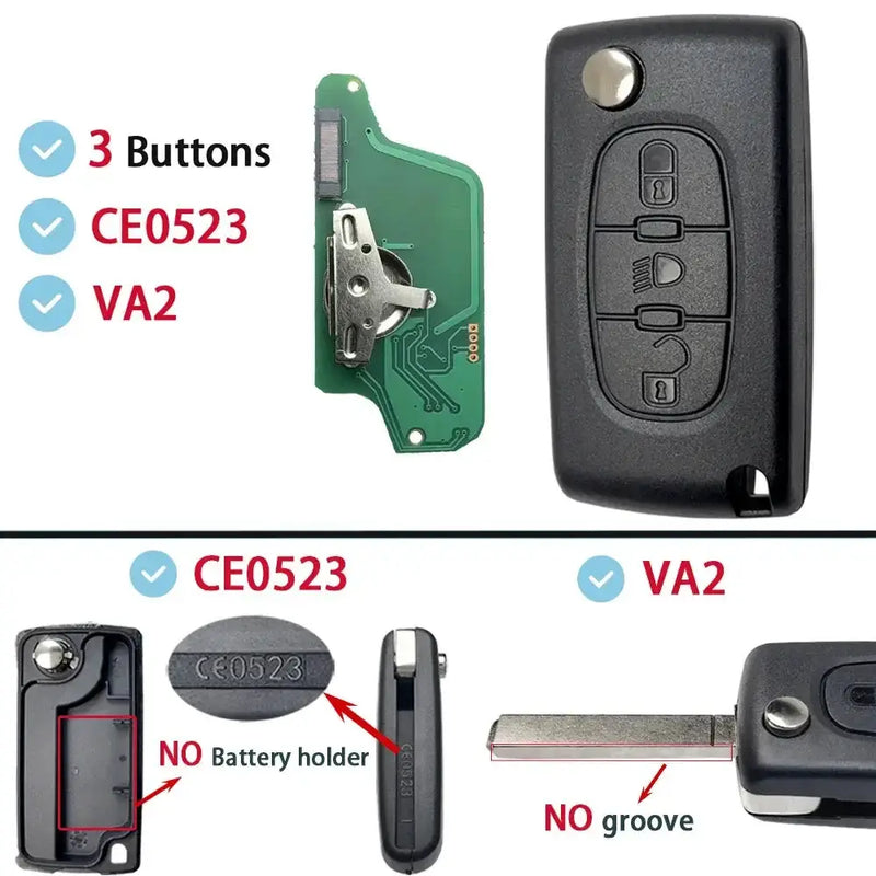 Habicare Flip Remote Car Key HU83 VA2 for Citroen C2–C6 & Peugeot 207–807 Flip Remote Car Key HU83 VA2 for Citroen C2–C6 & Peugeot 207–807