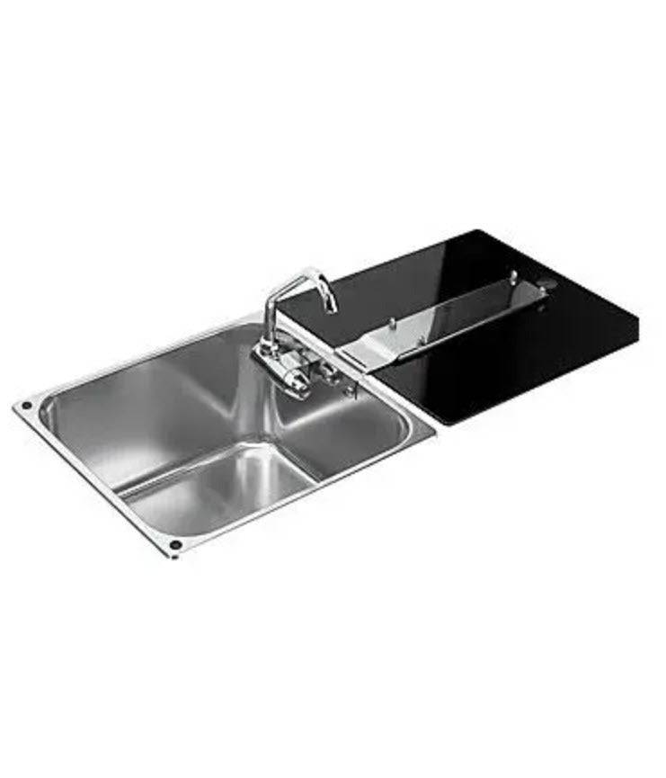 Sink with Folding Tap and Tempered Glass lid - Action Outdoors Kiwi