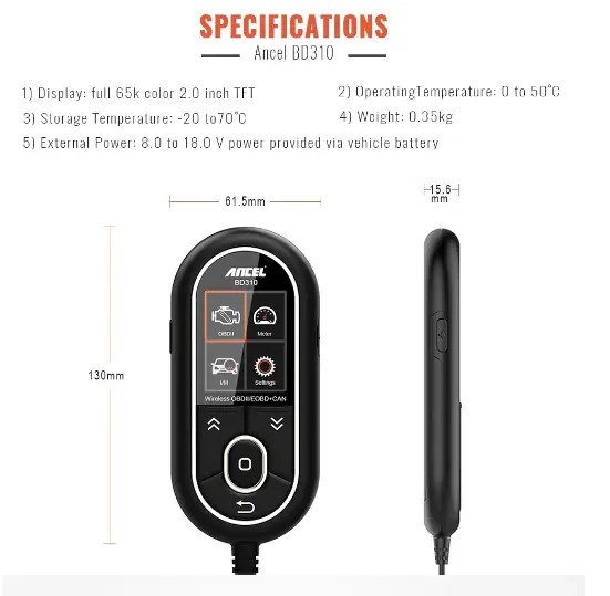 Ancel BD310 Bluetooth 4.0 OBD2 Scanner Auto Digital Gauge by salelink.co.nz
