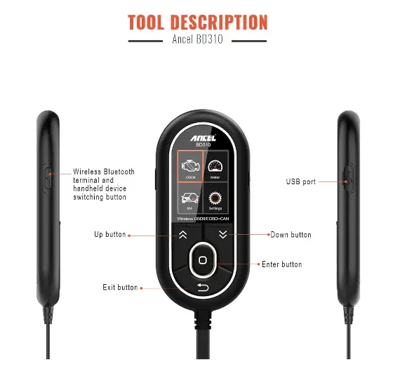 Ancel BD310 Bluetooth 4.0 OBD2 Scanner Auto Digital Gauge by salelink.co.nz