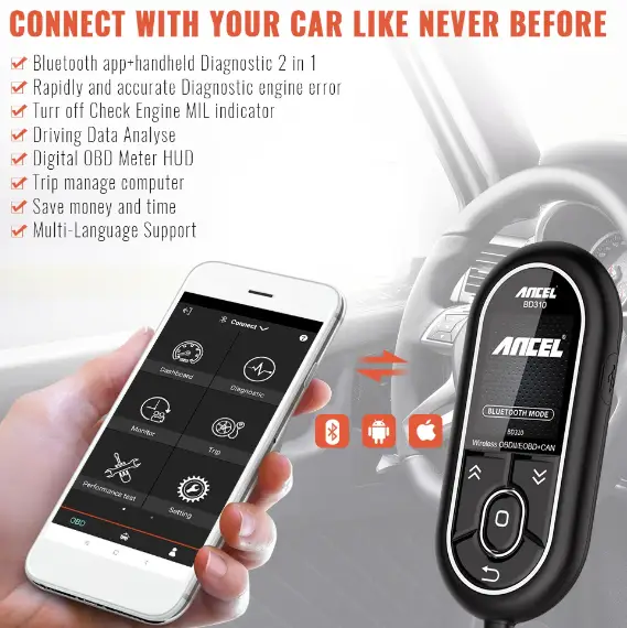 Ancel BD310 Bluetooth 4.0 OBD2 Scanner Auto Digital Gauge by salelink.co.nz