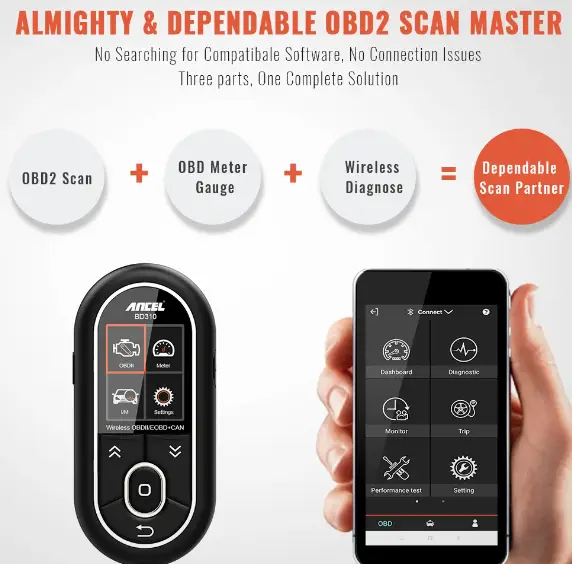 Ancel BD310 Bluetooth 4.0 OBD2 Scanner Auto Digital Gauge by salelink.co.nz