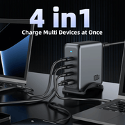 techplus 100W 4-Port GaN Desktop Charging Station – 3 USB-C, 1 USB-A | 1.8M Power Cord (AU9) - Black 100W 4-Port GaN Desktop Charging Station – 3 USB-C, 1 USB-A | 1.8M Power Cord (AU9) - Black