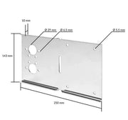 Autoterm 2D Diesel Heater With Single Marine Outlet Kit- 12V mounting bracket dimensions with labeled measurements.
