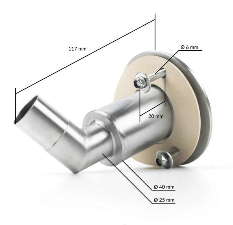 Autoterm 4D Diesel Heater- Single Marine Outlet installation exhaust outlet with dimensions and specifications.