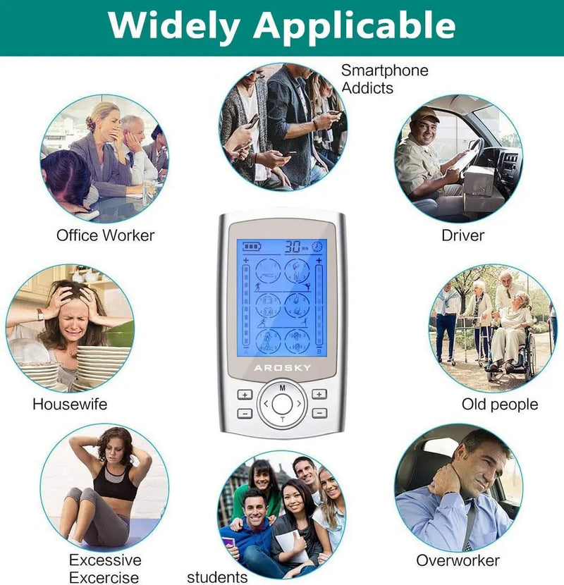 TENS Machine with 24 Massage Modes & 10 Pads by salelink.co.nz