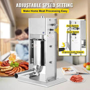15L Sausage Stuffer Stainless Steel Sausage Maker Machine by dealonline.co.nz