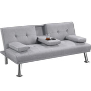 Fabric Upholstered Convertible Futon Sofa Bed by Yaheetech