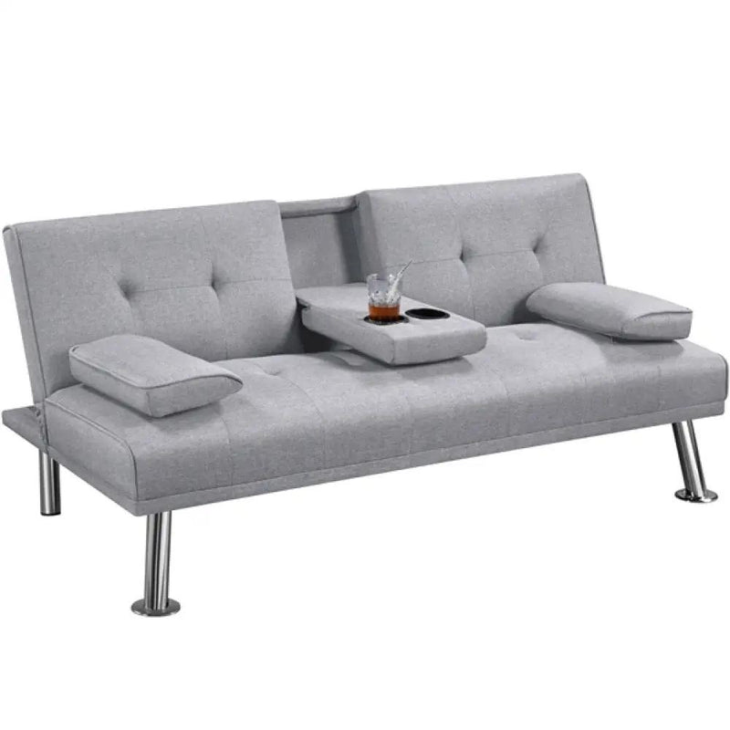Fabric Upholstered Convertible Futon Sofa Bed by Yaheetech