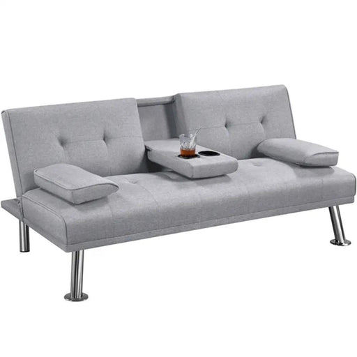Fabric Upholstered Convertible Futon Sofa Bed by Yaheetech