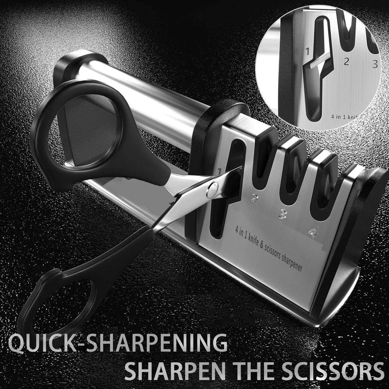 1pcs 4-in-1 Kitchen Blade And Scissor Sharpening Tool - Black by China Dropship