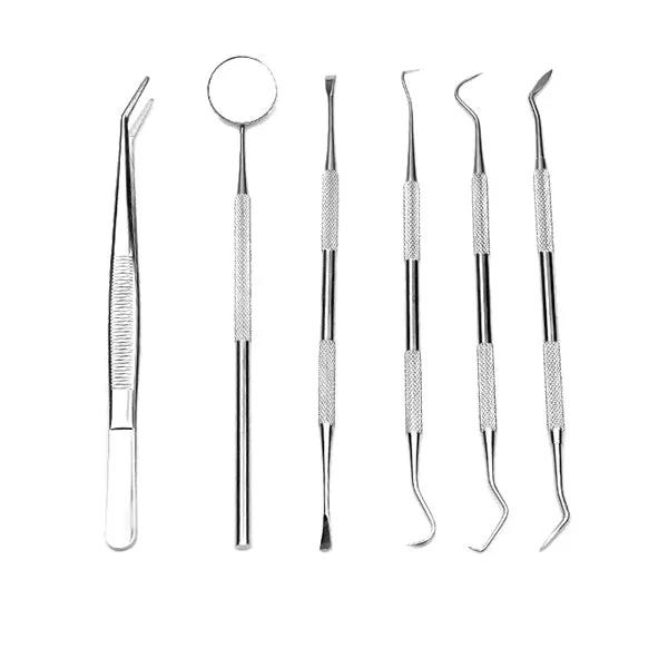 6PCS Dental Hygiene Tools Teeth Cleaning Kits Mirror Scraper Pick Scaler Tweezer by salelink.co.nz