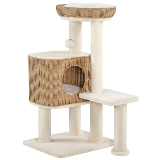 36″ Tall Rattan Cat Tree Cat House Cat Tower by Yaheetech