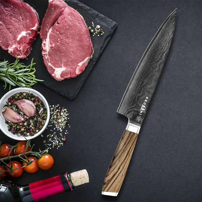 Kegani Chef Knife - 8 Inch Japanese Knife, 67 Layers Japanese VG-10 Damascus Steel Ultra Sharp Kitchen Knife, Professional Chef Knife Gyuto Knife- Ergonomic FullTang Handle - Chef Knife by China Dropship