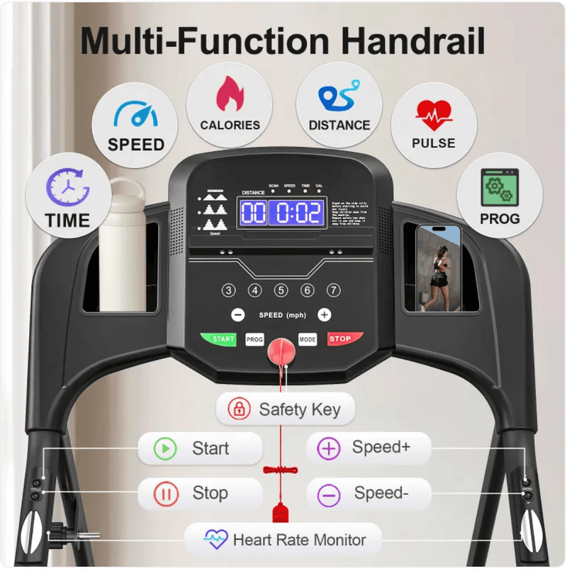 Folding Treadmill with Pulse Sensor by Action Outdoors Limited