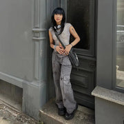 Street Retro Low Rise Denim Cargo Pants by Mead's Supply & Equipment Outfitters limited