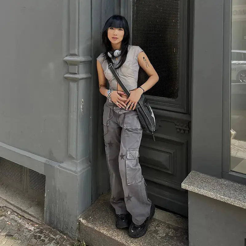 Street Retro Low Rise Denim Cargo Pants by Mead's Supply & Equipment Outfitters limited