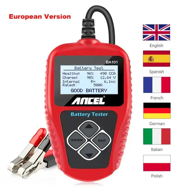 BA101 Car Battery Tester – 12V Load Analyzer (100–2000 CCA) by Habicare