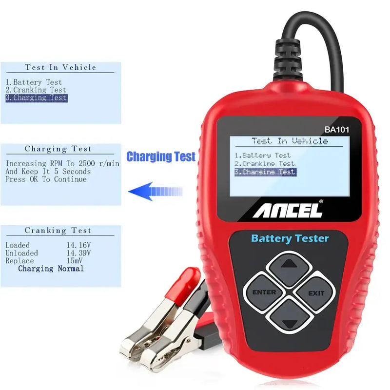 BA101 Car Battery Tester – 12V Load Analyzer (100–2000 CCA) by Habicare