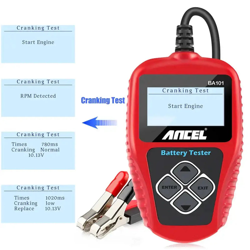 BA101 Car Battery Tester – 12V Load Analyzer (100–2000 CCA) by Habicare