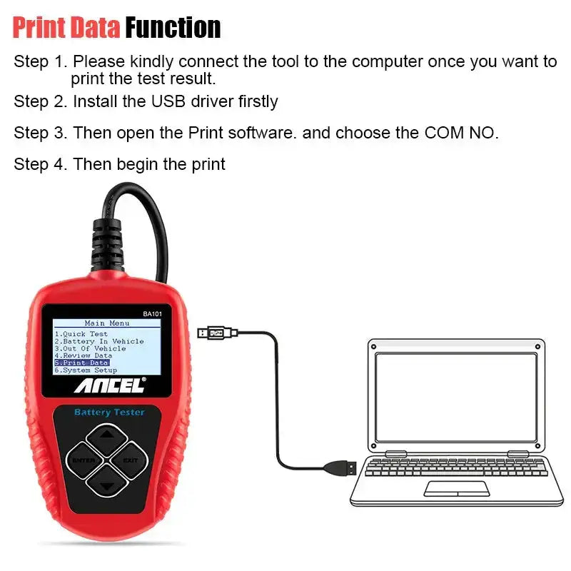 BA101 Car Battery Tester – 12V Load Analyzer (100–2000 CCA) by Habicare