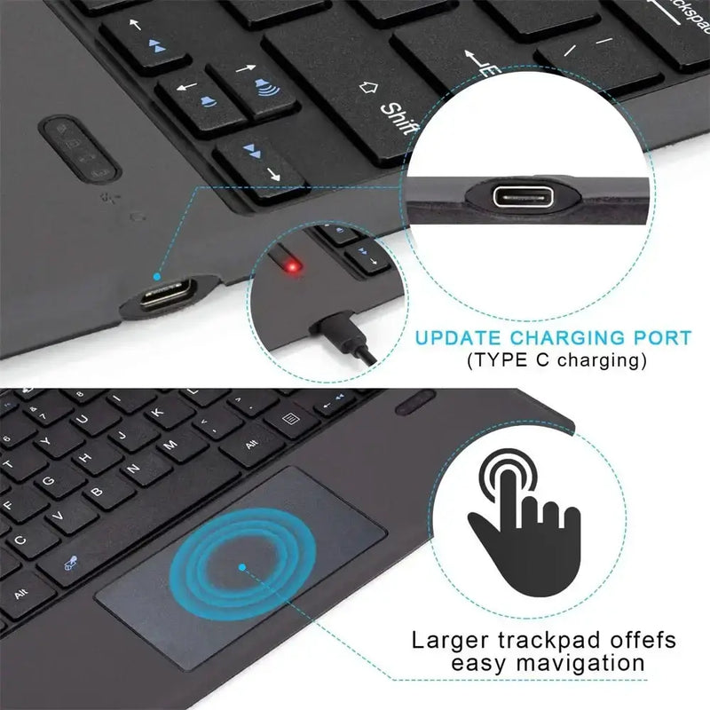 Habicare Backlit Bluetooth Keyboard Type Cover for Microsoft Surface Pro 3–7+ (12.3") & Pro 8–11/X (13") Backlit Bluetooth Keyboard Type Cover for Microsoft Surface Pro 3–7+ (12.3") & Pro 8–11/X (13")