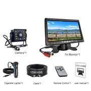 Backup Reverse Camera with 7" LCD Monitor – Easy Install 12V/24V CVBS by Habicare