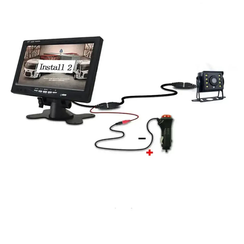 Backup Reverse Camera with 7" LCD Monitor – Easy Install 12V/24V CVBS by Habicare