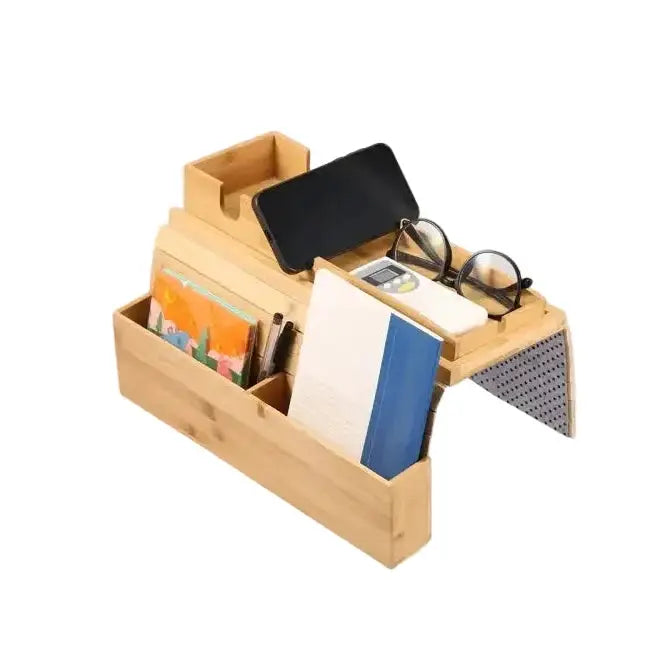 Habicare Foldable Bamboo Sofa Armrest Tray with Cup Holder Foldable Bamboo Sofa Armrest Tray with Cup Holder