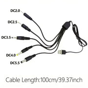 9eight5 Electronics Accessories Barrel Jack 5 in 1 Power Cable - (Black) 1m Barrel Jack 5 in 1 Power Cable - (Black) 1m