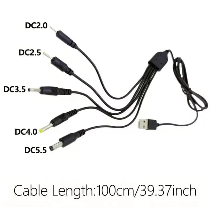 9eight5 Electronics Accessories Barrel Jack 5 in 1 Power Cable - (Black) 1m Barrel Jack 5 in 1 Power Cable - (Black) 1m
