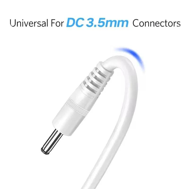 9eight5 Electronics Accessories Barrel Jack Power Cable - 3.5mm x 1.35mm charger (White) 1m Barrel Jack Power Cable - 3.5mm x 1.35mm charger (White) 1m