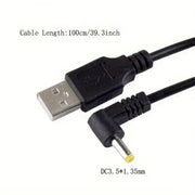 9eight5 Electronics Accessories Barrel Jack Power Cable (Elbow) - 3.5mm x 1.35mm charger (Black) 1m Barrel Jack Power Cable (Elbow) - 3.5mm x 1.35mm charger (Black) 1m