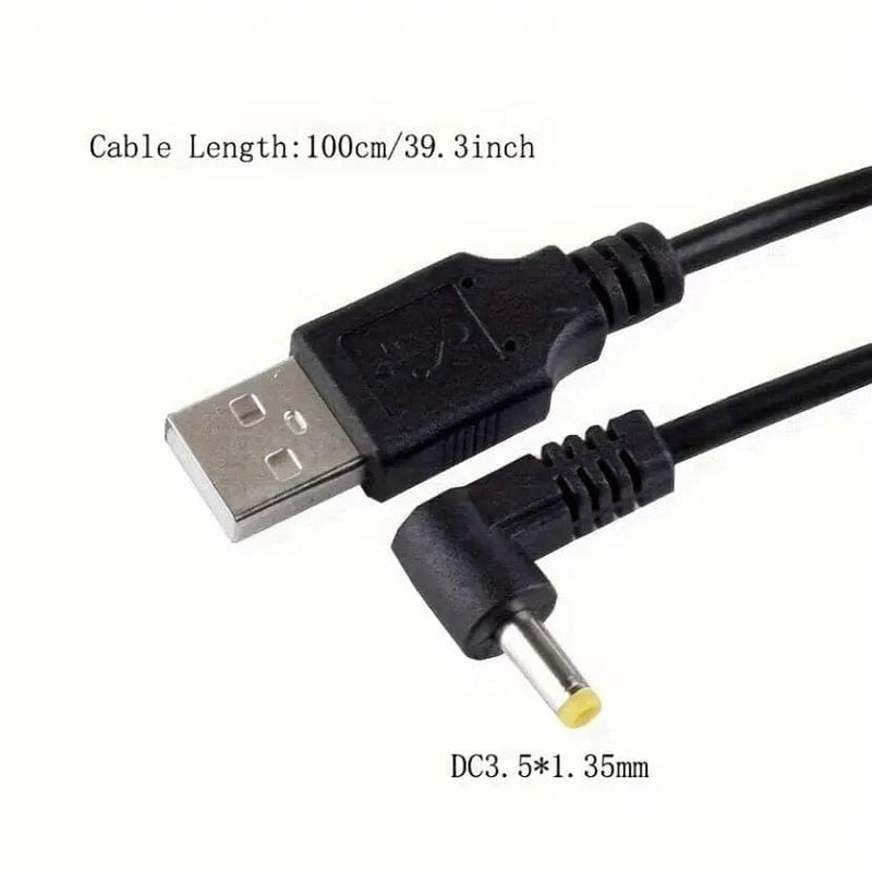 9eight5 Electronics Accessories Barrel Jack Power Cable (Elbow) - 3.5mm x 1.35mm charger (Black) 1m Barrel Jack Power Cable (Elbow) - 3.5mm x 1.35mm charger (Black) 1m