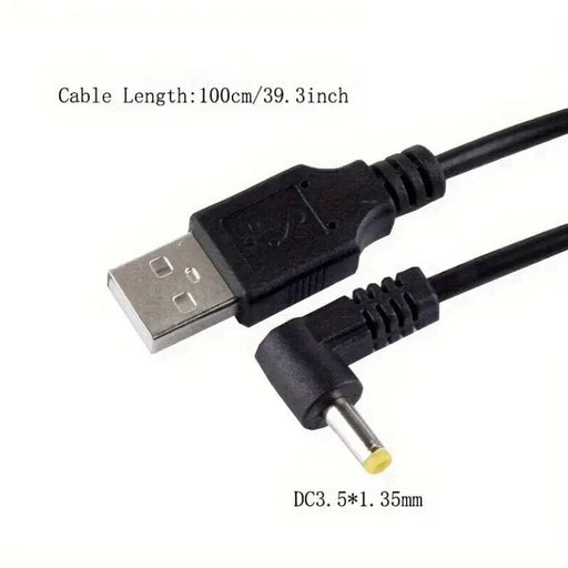 9eight5 Electronics Accessories Barrel Jack Power Cable (Elbow) - 3.5mm x 1.35mm charger (Black) 1m Barrel Jack Power Cable (Elbow) - 3.5mm x 1.35mm charger (Black) 1m