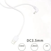9eight5 Electronics Accessories Barrel Jack Power Cable (Elbow) - 3.5mm x 1.35mm charger (White) 1m - 5V DC Barrel Jack Power Cable (Elbow) - 3.5mm x 1.35mm charger (White) 1m - 5V DC