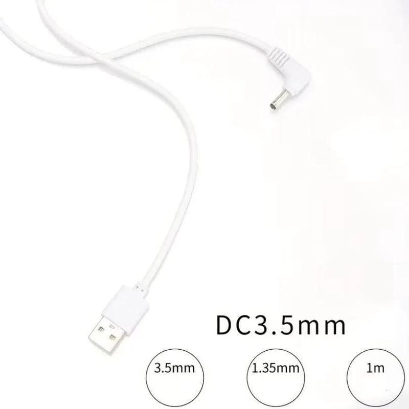 9eight5 Electronics Accessories Barrel Jack Power Cable (Elbow) - 3.5mm x 1.35mm charger (White) 1m - 5V DC Barrel Jack Power Cable (Elbow) - 3.5mm x 1.35mm charger (White) 1m - 5V DC