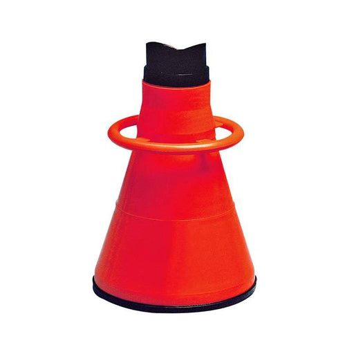 Underwater Viewer Marine Bathyscope, orange cone-shaped device with a ring for viewing underwater. Ideal for fishing.