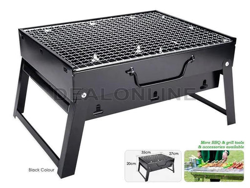 Portable Briefcase-Size Charcoal BBQ Stove Grill - BLACK by dealonline.co.nz
