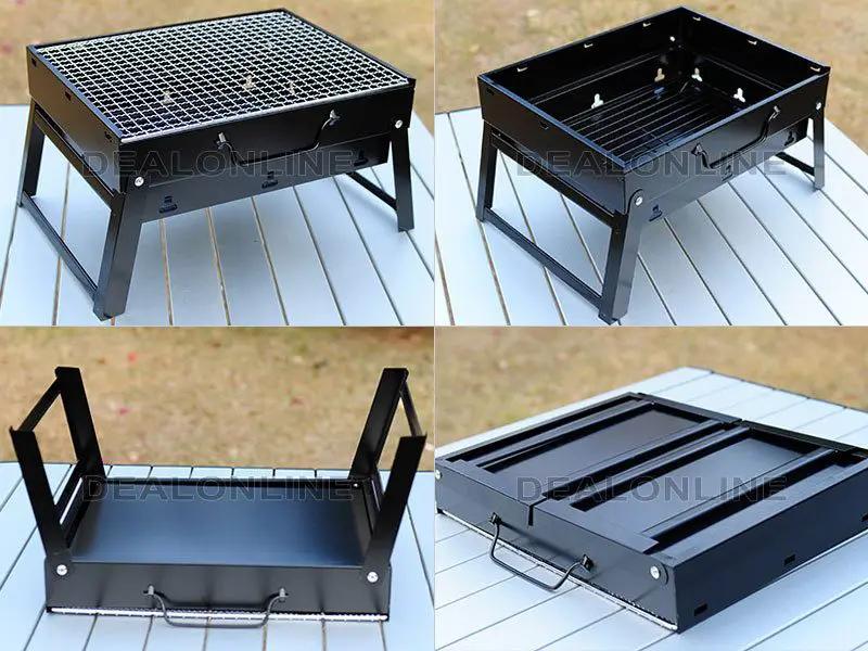 Portable Briefcase-Size Charcoal BBQ Stove Grill - BLACK by dealonline.co.nz