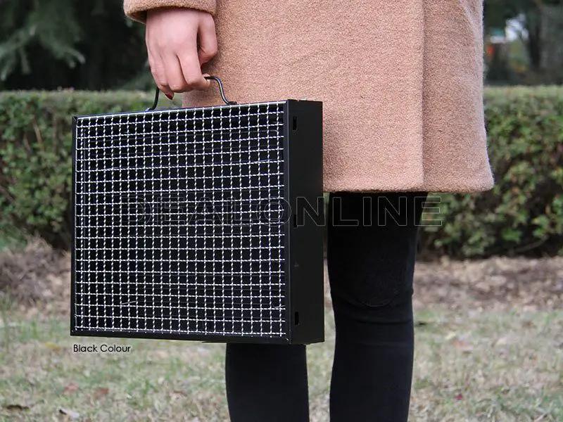 Portable Briefcase-Size Charcoal BBQ Stove Grill - BLACK by dealonline.co.nz