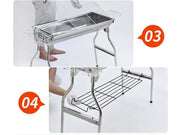 Foldable Stainless Steel BBQ Stove Grill Combo 1 by dealonline.co.nz