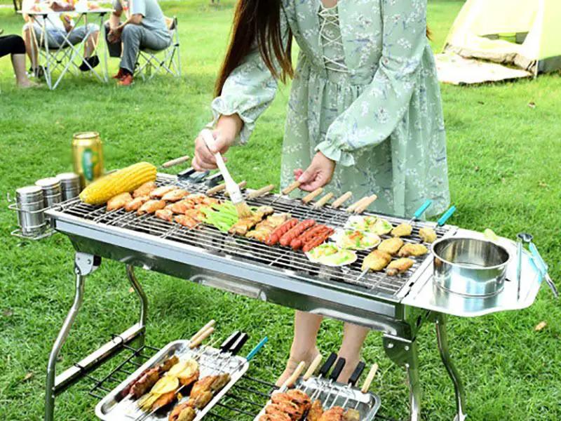 Foldable Stainless Steel BBQ Stove Grill Combo 1 by dealonline.co.nz