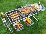 Foldable Stainless Steel BBQ Stove Grill Combo 1 by dealonline.co.nz