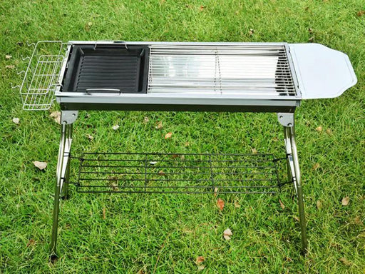 Foldable Stainless Steel BBQ Stove Grill Combo 2 by dealonline.co.nz