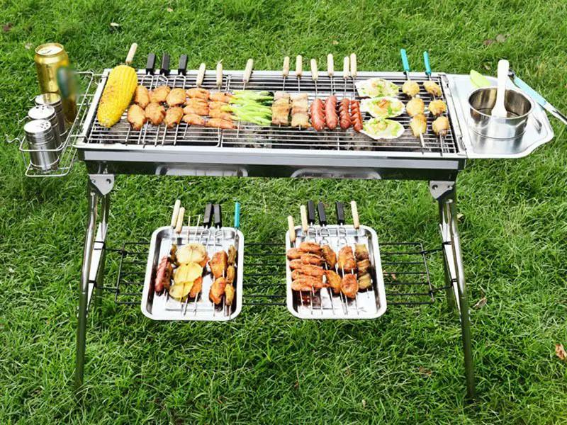 Foldable Stainless Steel BBQ Stove Grill Combo 2 by dealonline.co.nz