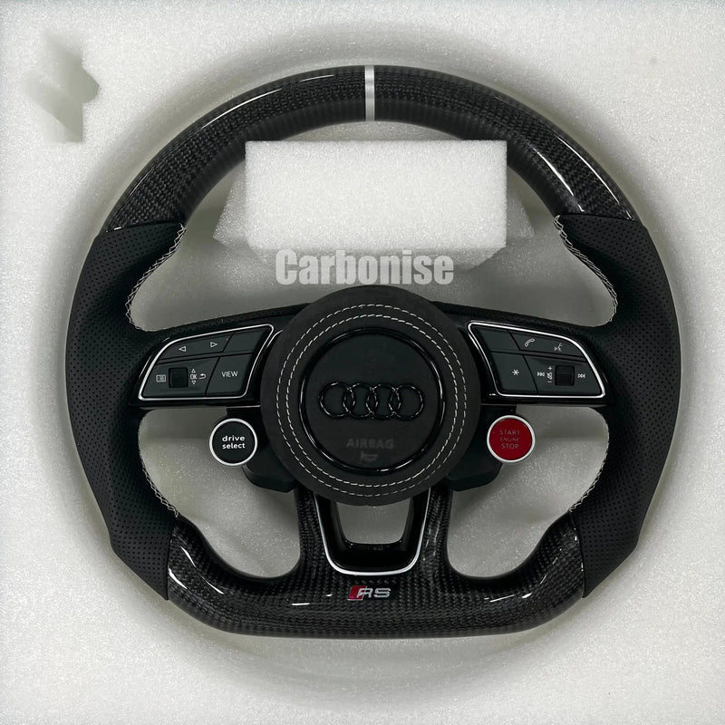 Audi Steering Wheel (Carbon Fiber+Perforated Leather) #19 by CARBONISE